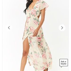 Cutout Floral Chiffon Maxi Dress Size Small NW!!